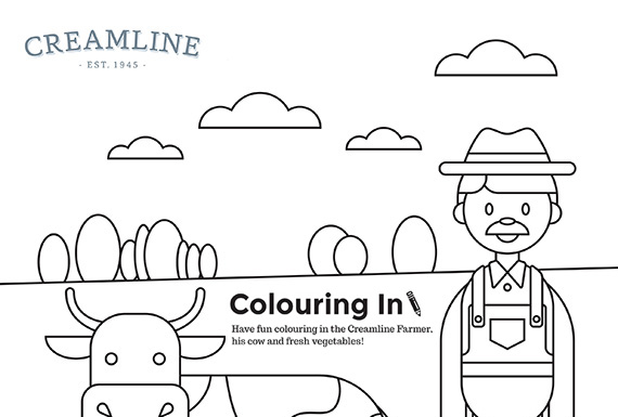 Creamline colouring in worksheet