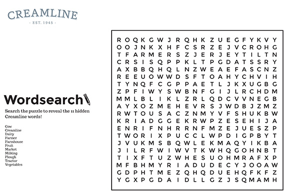 Creamline wordsearch worksheet