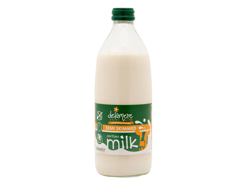 Delamere Sterilised Semi-Skimmed Milk - Glass Bottle (500ml)