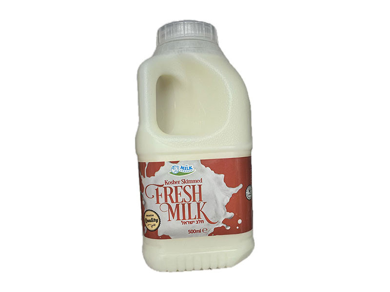 Kosher Skimmed Pasteurised Milk - Poly Bottle (500ml)
