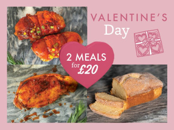 Valentines Day Meal For Two - Chicken & Chorizo, wrapped in bacon & Piri Piri Sauce Meal + Pork Steaks in a Cielo Rosso Sauce