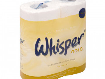 Whisper Gold 3 Ply Toilet Roll ( x 4)