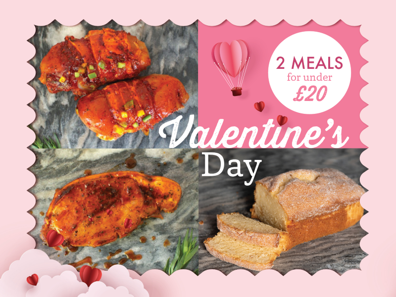 Valentines Day Meal For Two - Chicken & Chorizo, wrapped in bacon & Piri Piri Sauce Meal + Pork Steaks in a Cielo Rosso Sauce