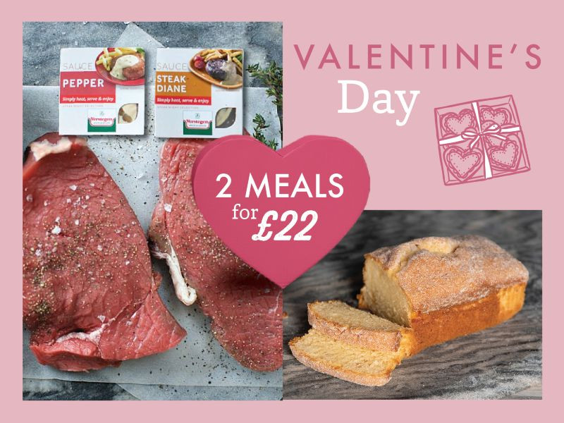 Valentines Day Meal Meal For Two - Rump Steaks (2 x 226g) with Diane & Pepper Sauce
