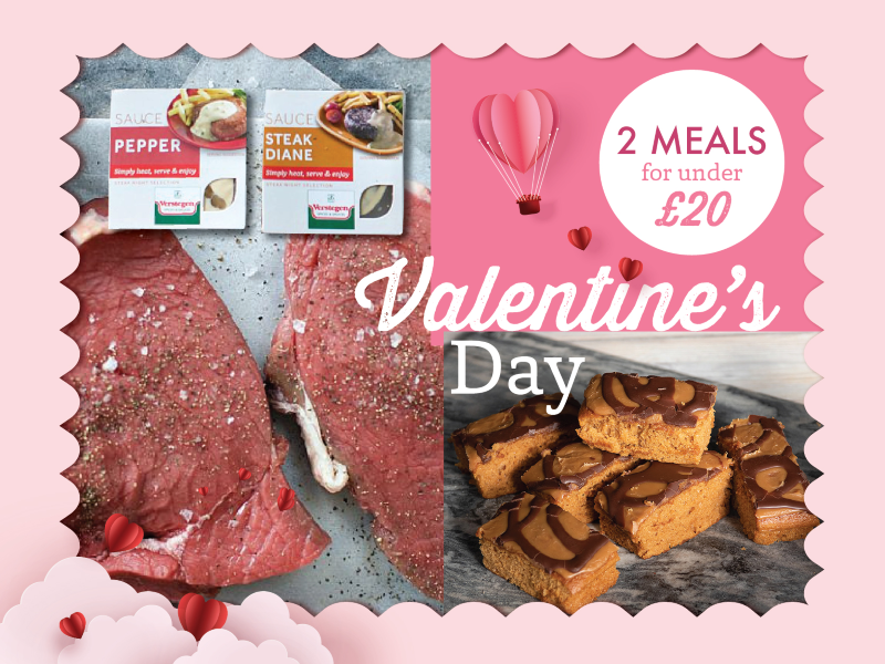 Valentines Day Meal Meal For Two - Rump Steaks (2 x 226g) with Diane & Pepper Sauce