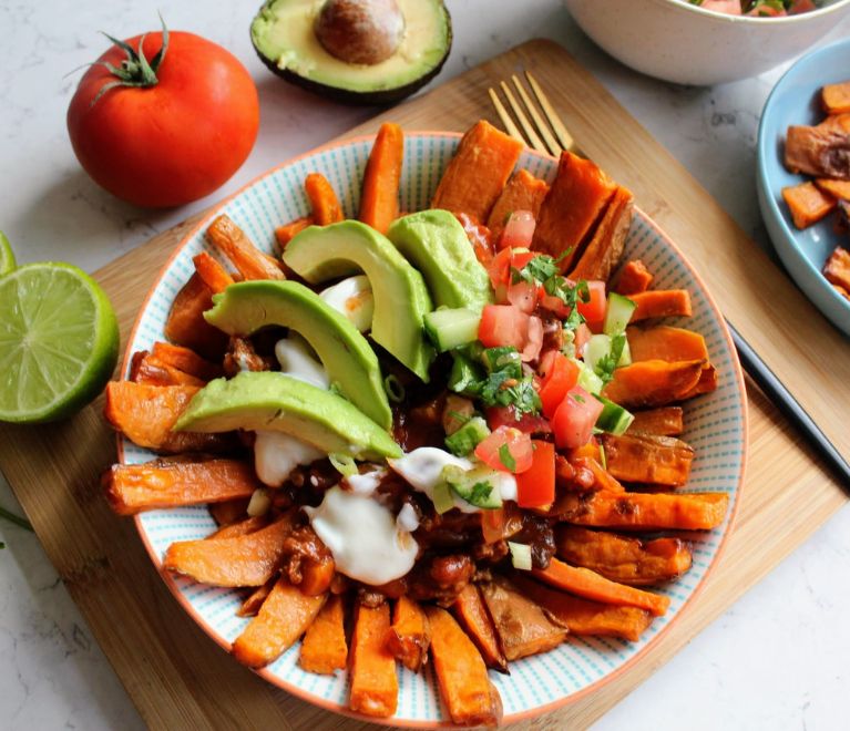 Loaded Chilli Sweet Potato Fries