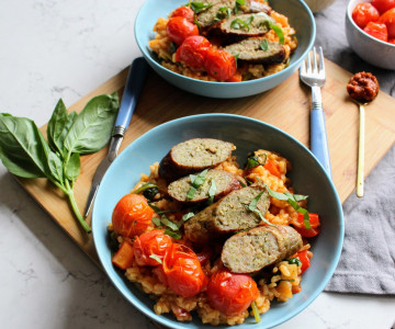 Sausage, Pesto & Pepper Risotto