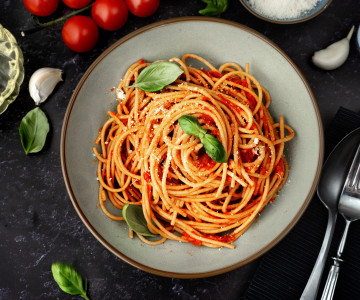 Spicy Arrabbiata Spaghetti with Warm Oval Ciabatta