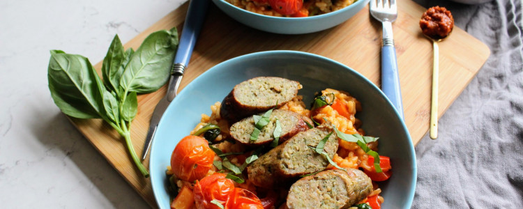 Sausage, Pesto & Pepper Risotto